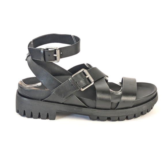 NEW Sam Edelman Eleanora Ankle Strap Gladiator Lug Sole Black Sandal Siz… - Picture 16 of 16